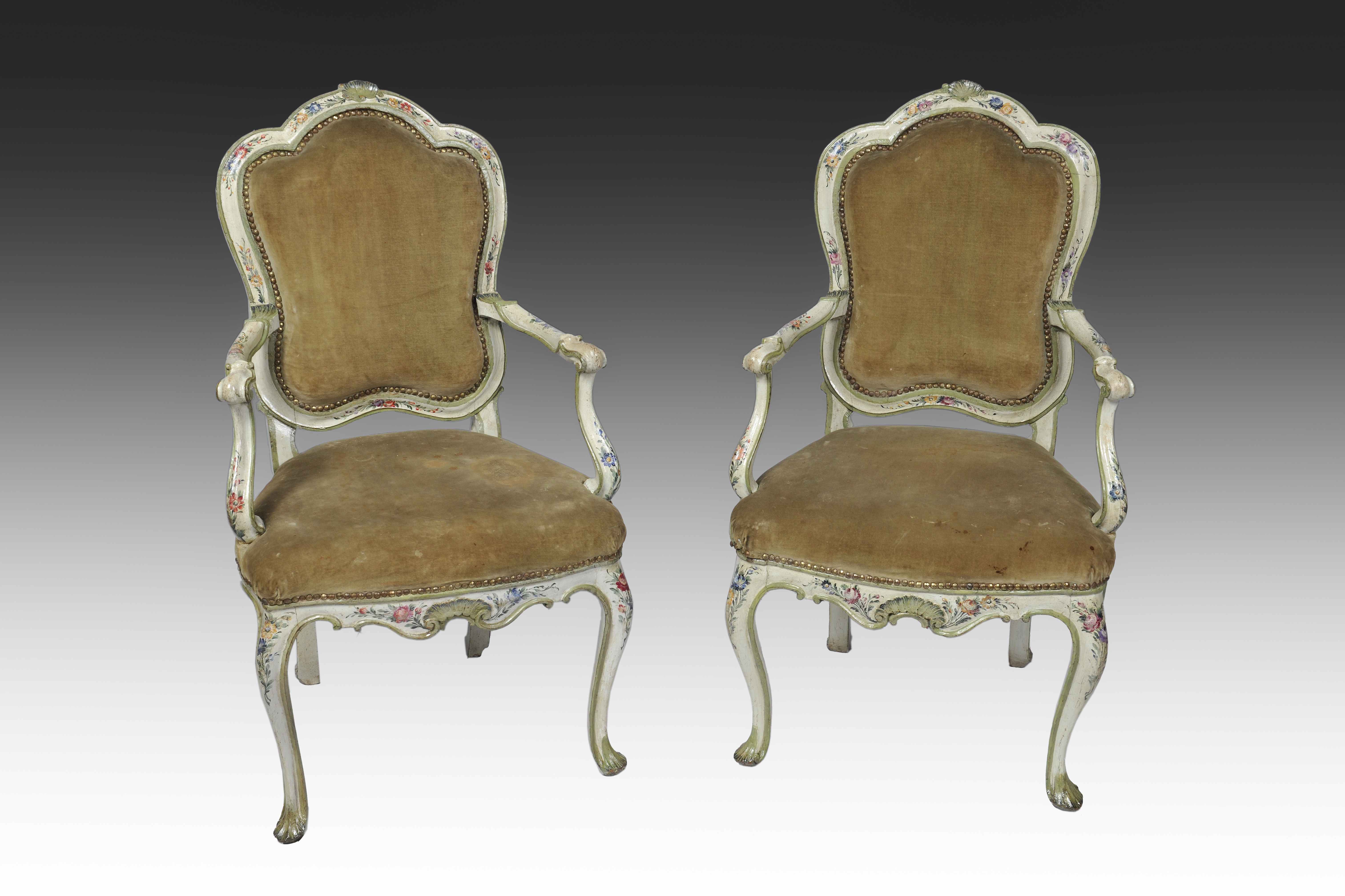 COPPIA DI POLTRONE IN LEGNO LACCATO